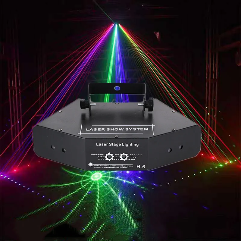 DMX RGB Scan Laser light LED Scanning Stage Lighting Colorful 6 Lens Scanner Laser Projector Disco Beam DJ lights Effect Laser