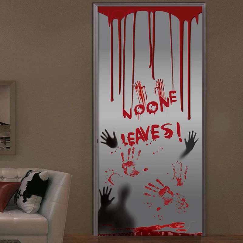 

4 Pcs Halloween Blood Handprint Blood Door Sticker Horror Decoration Window Wall Stickers Ghost Haunted Party Supplies