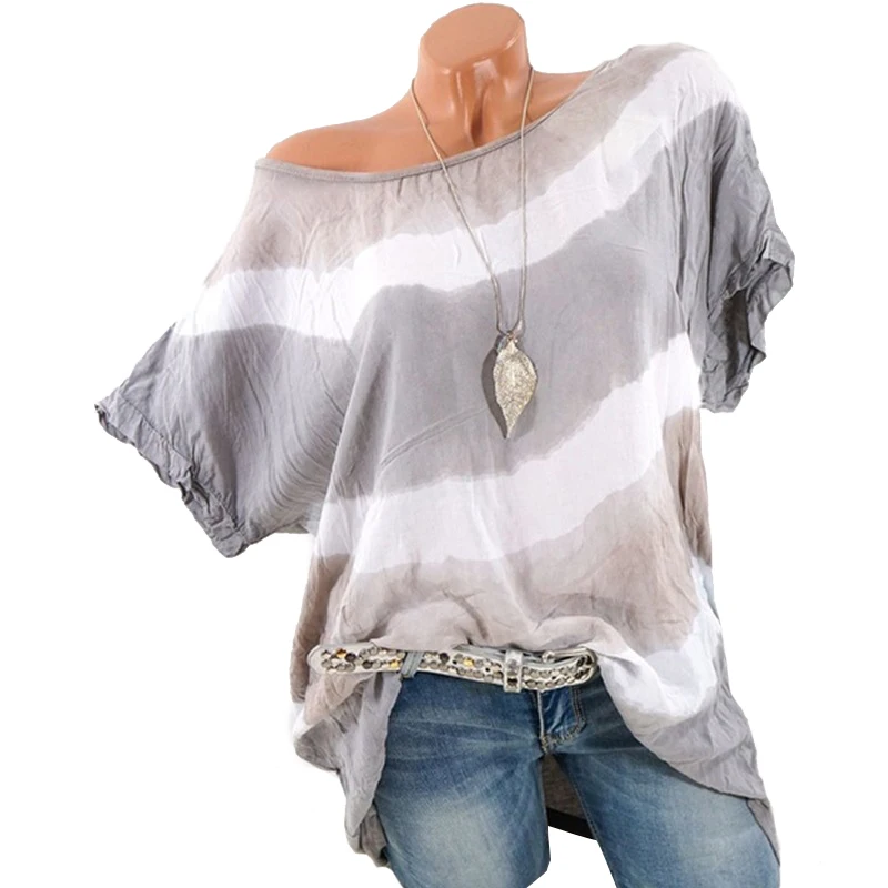 Женская футболка в полоску VICABO повседневные свободные топы большого размера