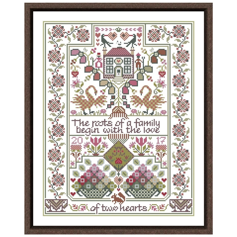 

The Love of two hearts cross stitch kits 18ct 14ct 11ct unprint fabric cotton thread DIY embroidery kit home wall decoration