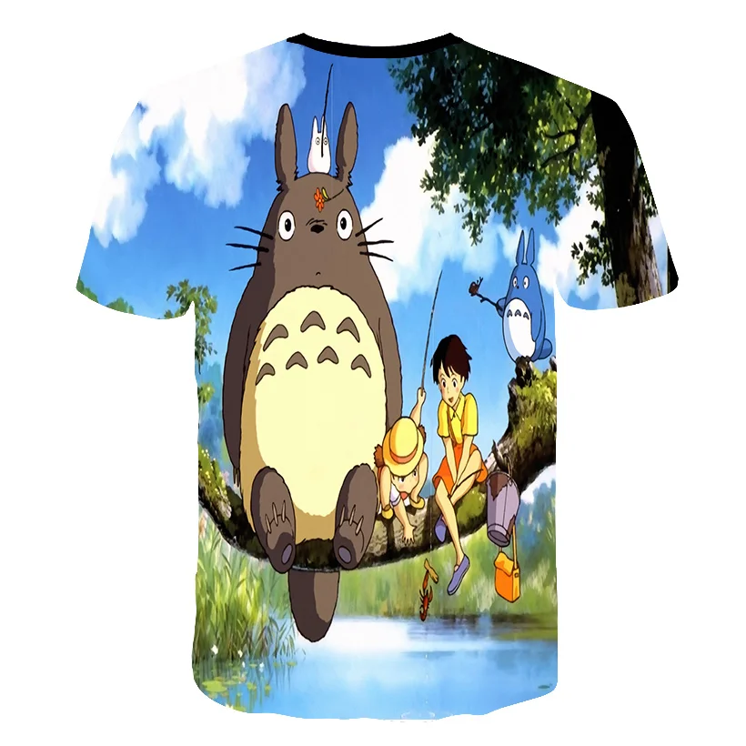 

2021 New Japanese Anime Cartoon Character My Neighbor Totoro Children's T-shirt Boys and Girls 3D Cartoon Print Short T-shirt Ki