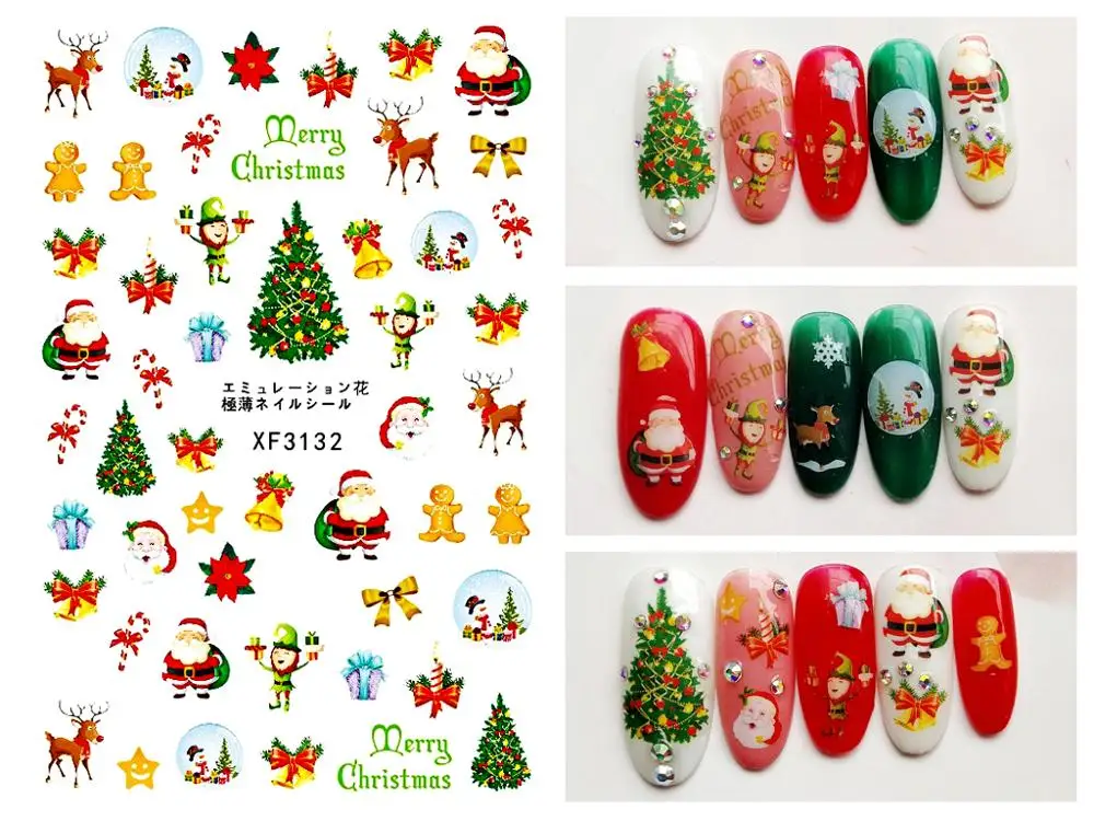 Рождественские узоры! Лак для ногтей на спине клей дизайн Стикеры дизайна