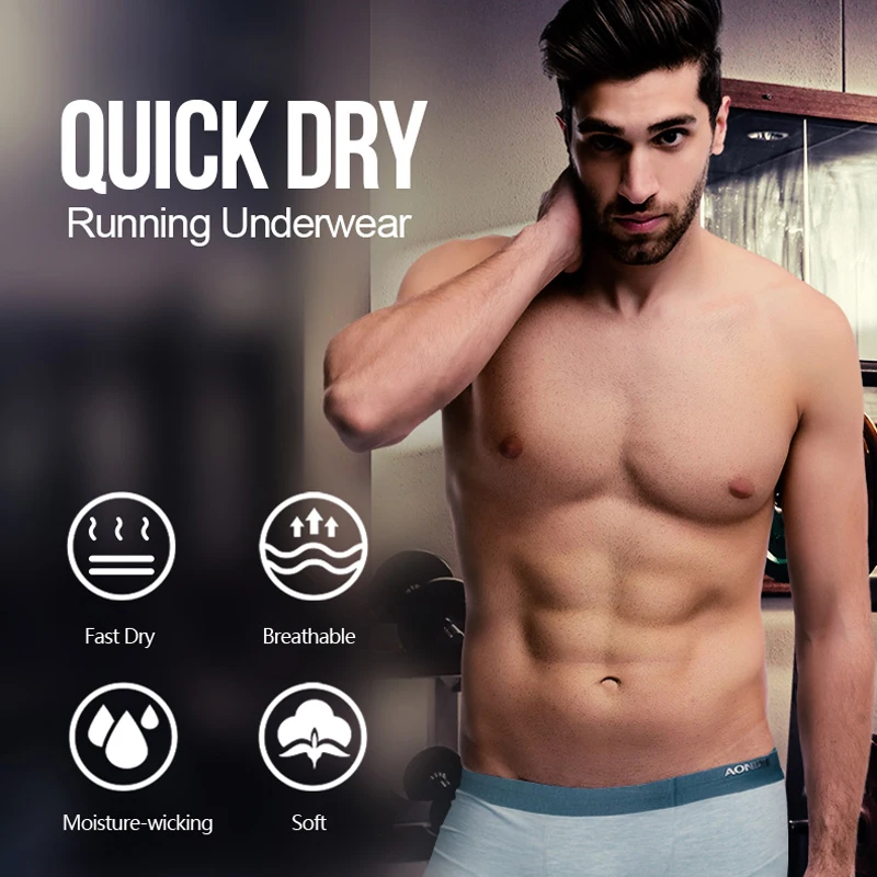 AONIJIE 3 Packs EF005 Quick Dry Men's Sport Performance Boxer Briefs Underwear Micro Modal Mulberry Silk With Metal Gift Box