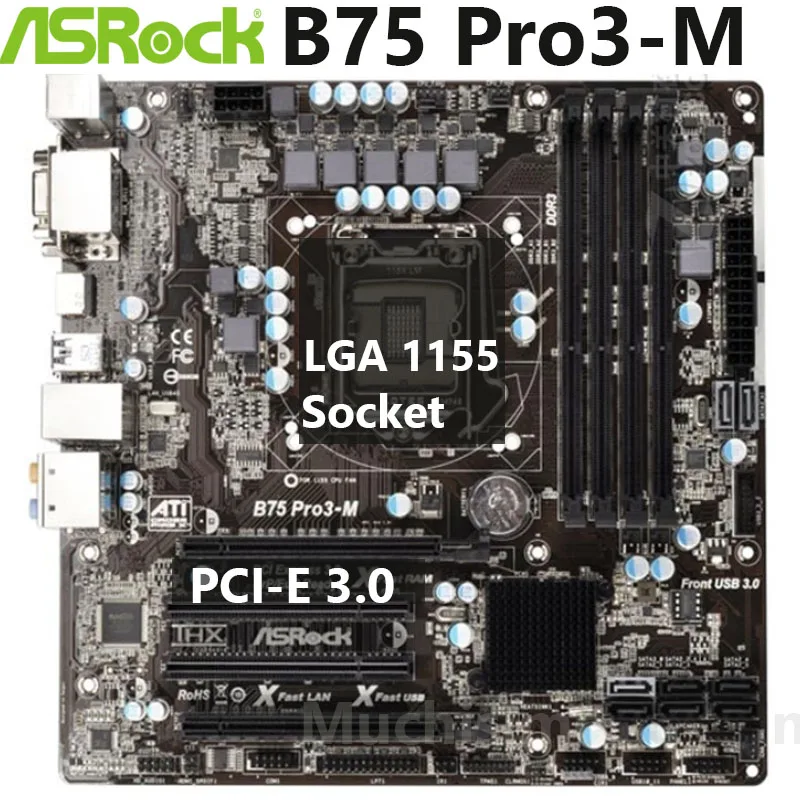 ASRock B75 Pro3 M настольная 100% оригинальная материнская плата LGA 1155 USB3 DDR3 32 Гб PCI E 3 0 USB3.0