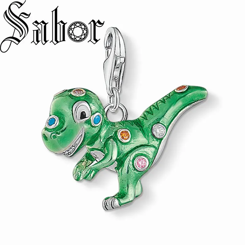 Зеленый динозавр амулеты модные ювелирные изделия посеребренный милый подарок