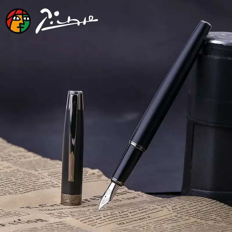 

Picasso Vintage Classic Matte Black Fountain Pen 920 Pimio Metal Pen Ink Pen Iridium Fine 0.5mm for Business Office Writing Pen