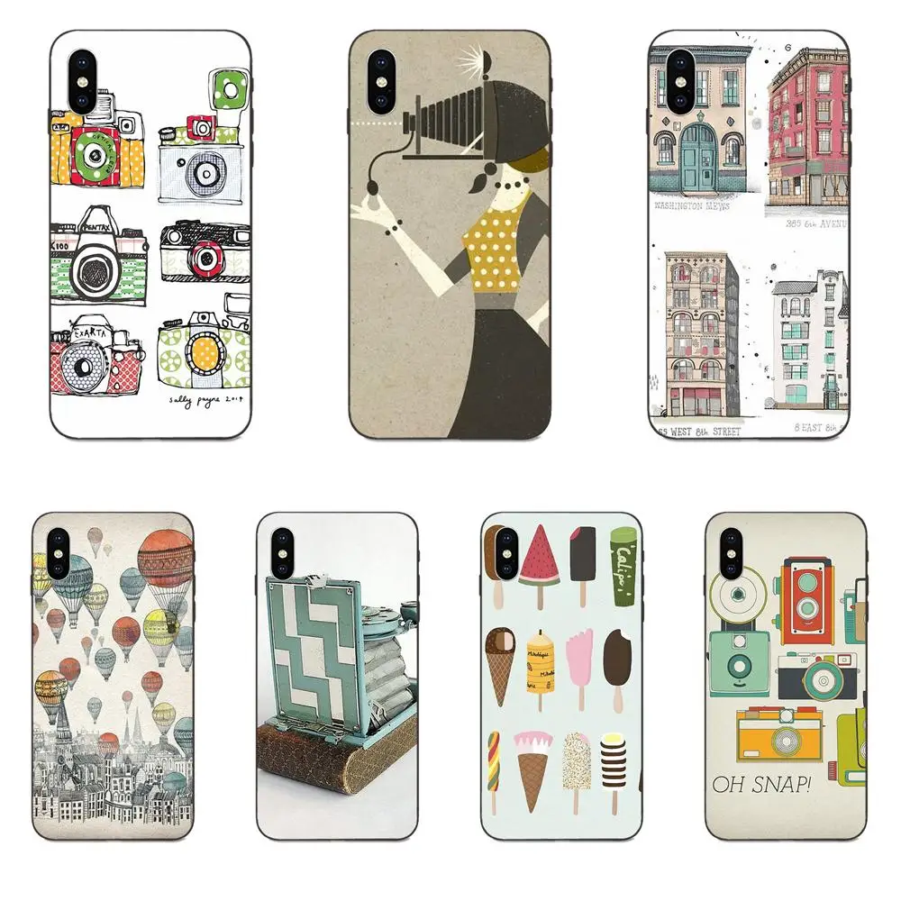 Чехол для телефона из ТПУ с рисунком Apple iPhone 4 4S 5 5S SE 6 6S 7 8 Plus X XS Max XR ретро-камерой