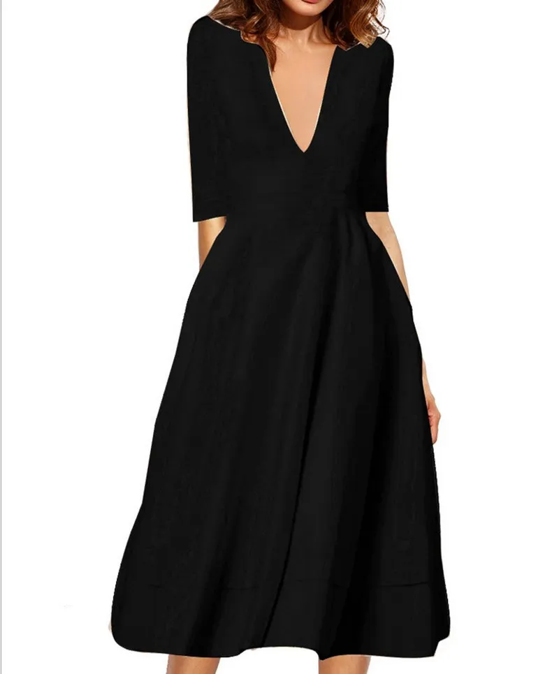 Лидер продаж 2021 женское модное синее платье повседневное элегантное с V-образным