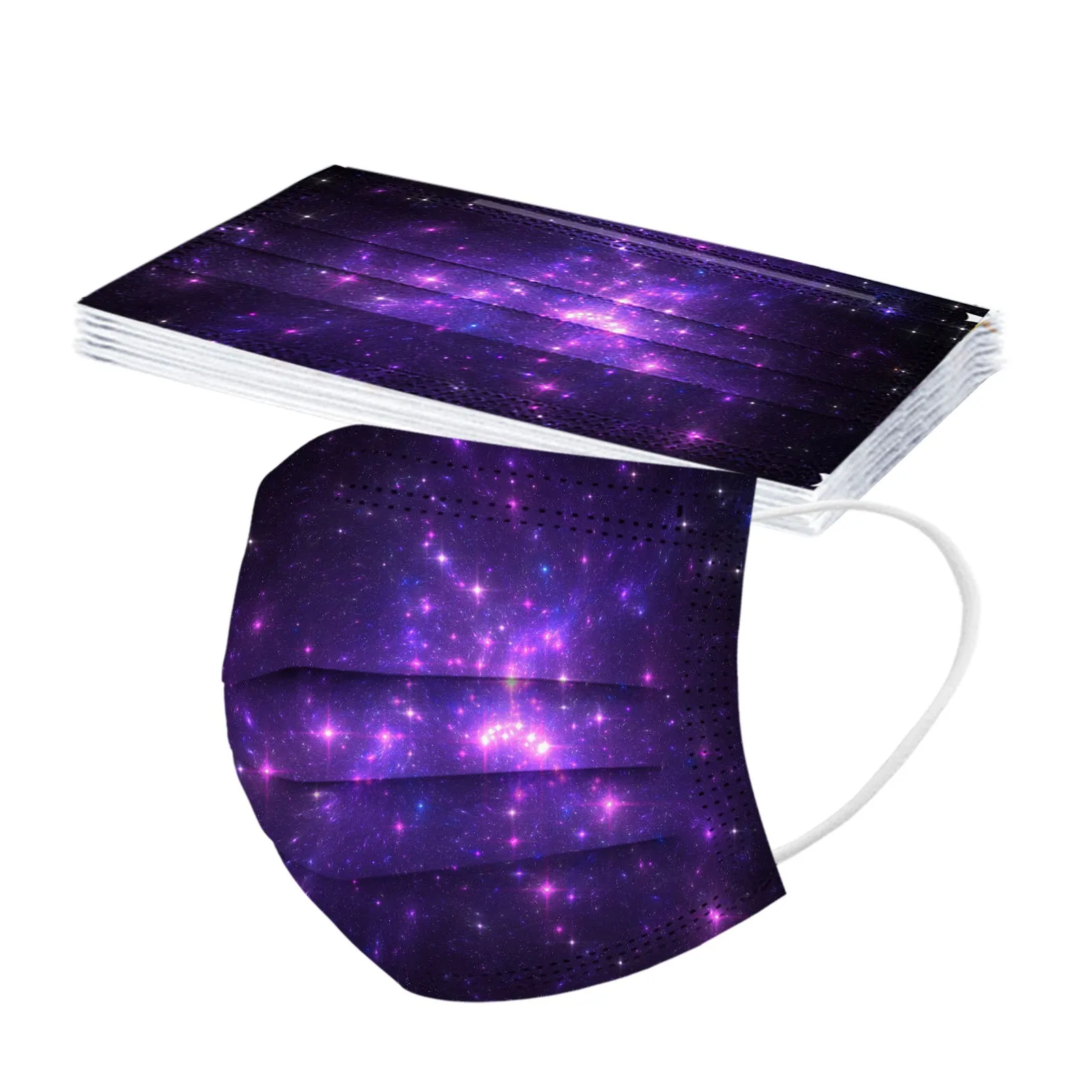 

10 шт., одноразовые маски для взрослых, с рисунком звездного неба