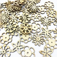 100pcs flower leaf hollow flower pattern craft wooden scrapbooking art collection for handmade sewing home wood diy crafts