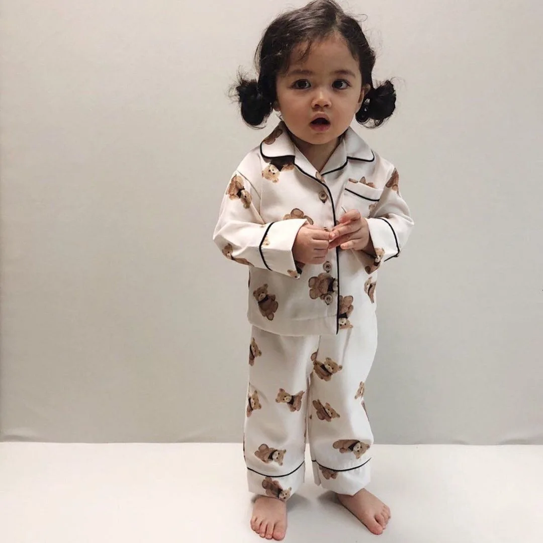 

Spring New Style Baby Pajama Toddler Bear Summer Toddler Girl Sleepwear Clothes Cotton cartoon For Boy Tracksuit Set