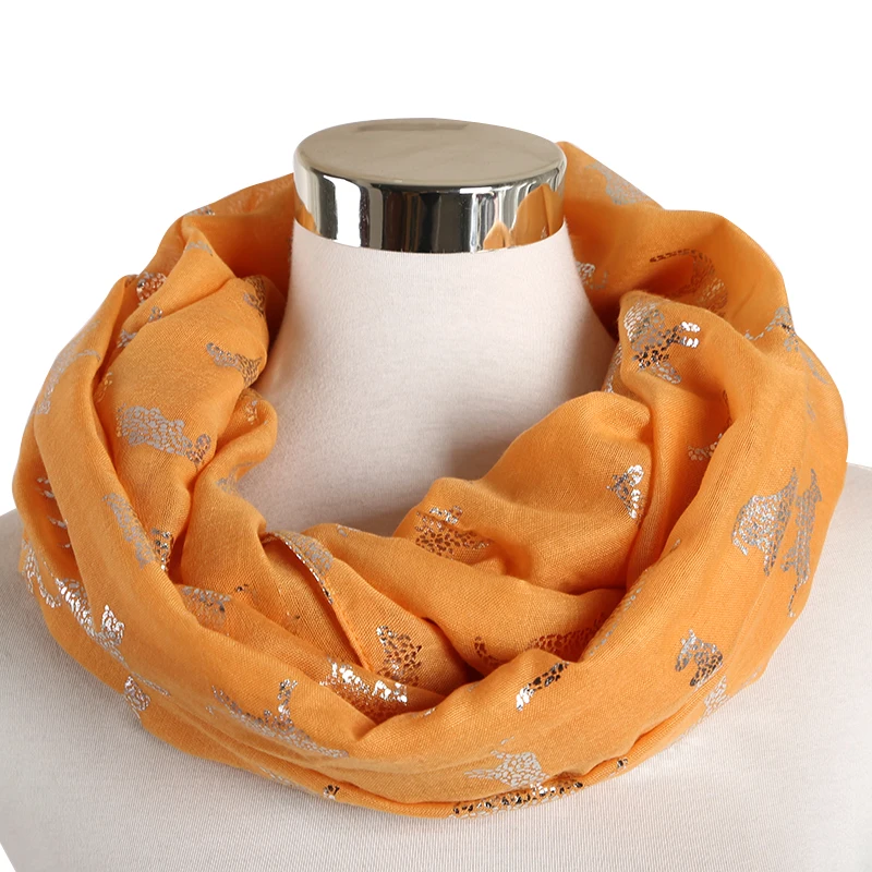 Женские леопардовые шарфы FOXMOTHER черно розовые в виде тигра золотистого цвета с