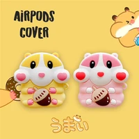 silicone case for apple airpods 12 protective bluetooth wireless cover cartoon hamster airpod 12 case charging box accessories