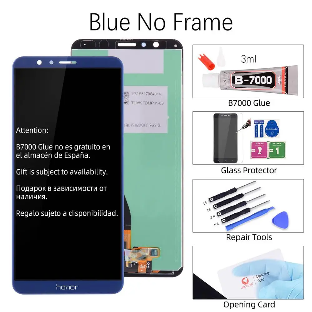 Blue No Frame Дисплей для huawei Honor 7x Дисплей Сенсорный экран, с корпусом, запасные части для Honor 7x ЖК-дисплей Дисплей BND-L21 BND-L22 BND-L2 - Цвет: Blue No Frame