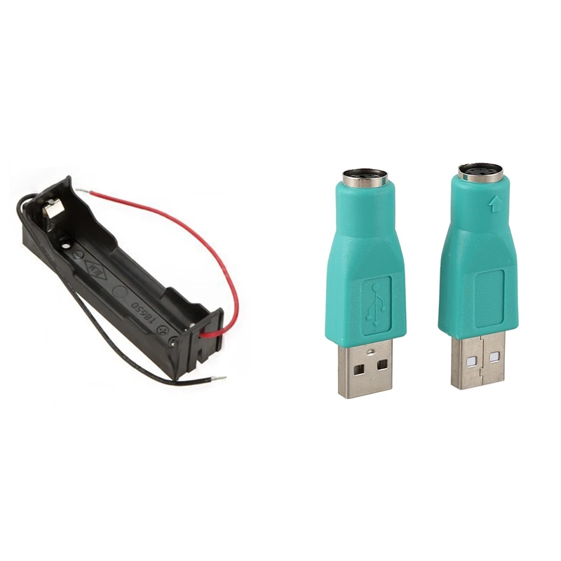 

5 шт. DIY коробка для хранения аккумулятора чехол держатель с 2 шт. USB 2,0 штекер к PS/2 гнездо мышь клавиатура адаптер соединитель