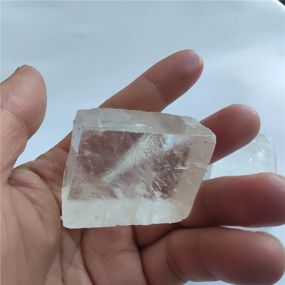 

Natural Transparent White Optical Calcite Mineral Specimen Healing