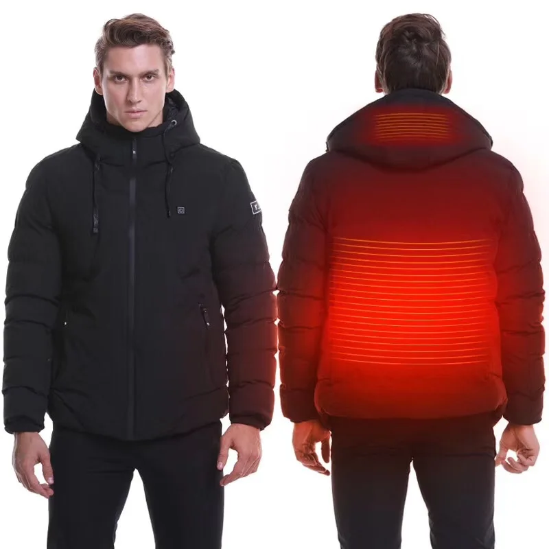 Electric Heated Jackets Vest USB Electric Heating Hooded Cotton Coat Outdoor Camping Hiking Hunting Thermal Warmer Jacket Winter