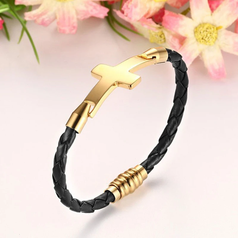 Vnox повседневные мужские боковые рандомные черные плетеные кожаные ремешки на