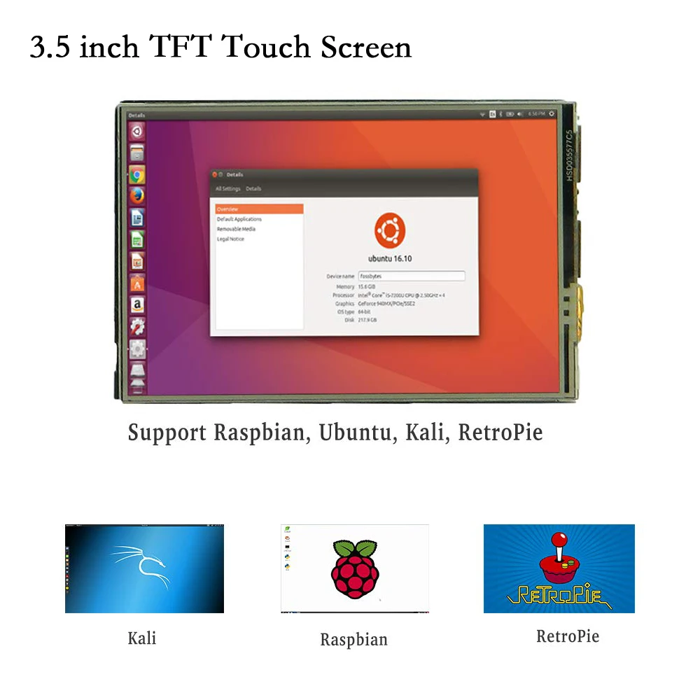 Оригинальный Raspberry Pi 4 модели B 2 ГБ Оперативная память с 3 5 дюймов TFT сенсорный