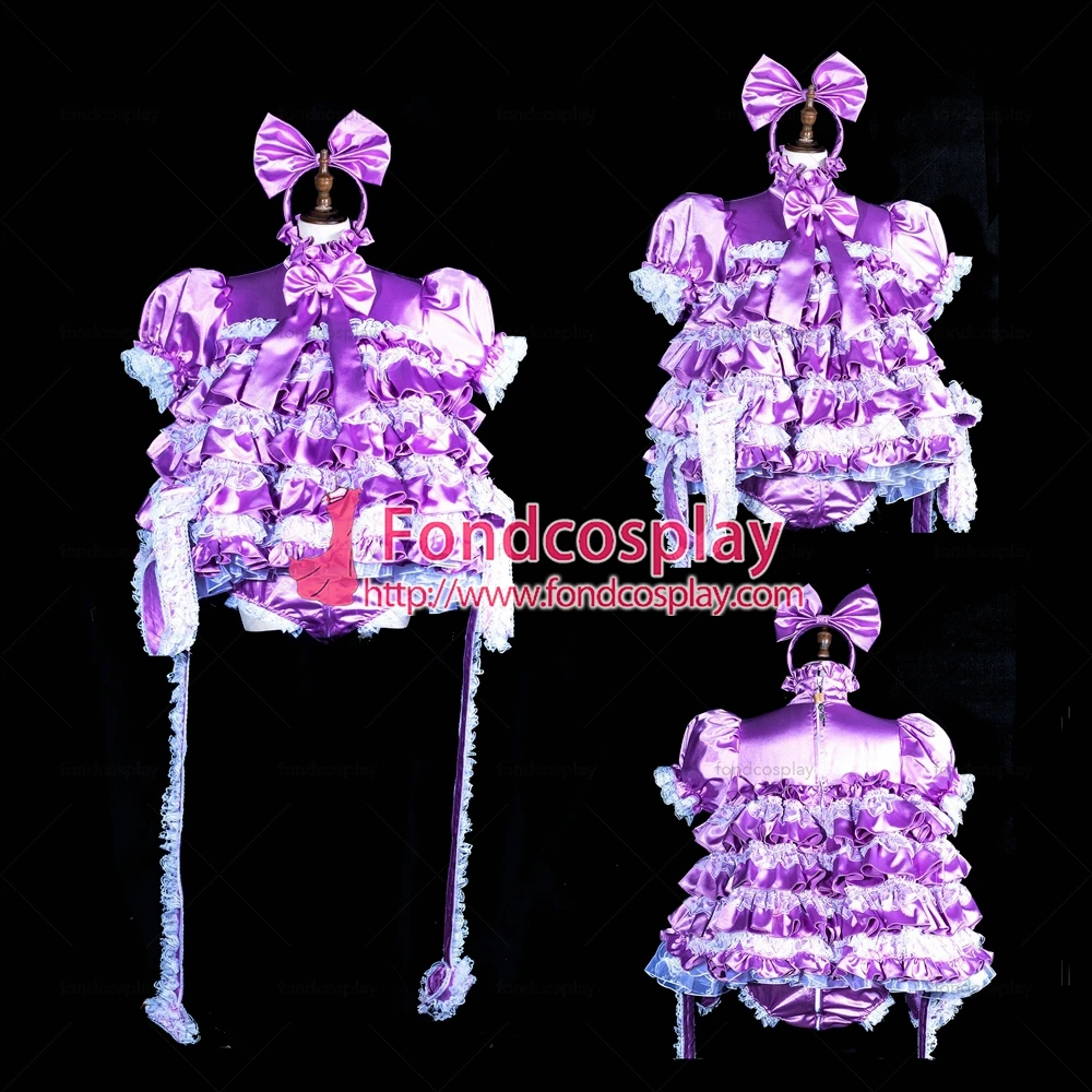 

fondcosplay cross dressing sissy maid lockable baby Satin dress jumpsuits rompers panties Handcuffs CD/TV Tailor-made[G3846]