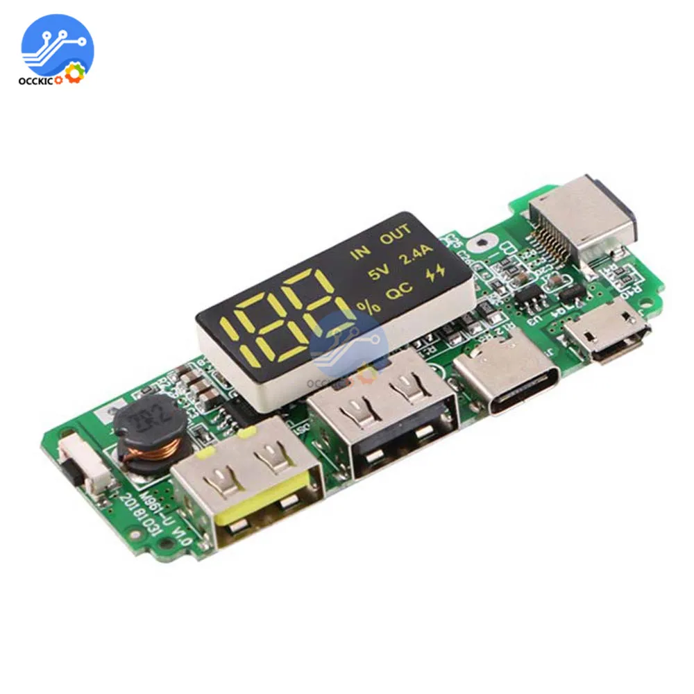 5V 2.4A 2 зарядная Плата USB для 18650 батарея Power Bank чехол Коробка Тип C быстрое зарядное