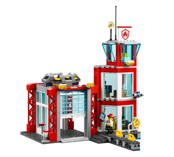 Конструктор блочный детский развивающая игрушка для мальчика Пожарное депо 11215