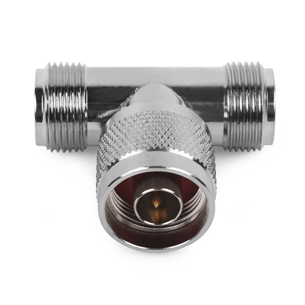 3pc/lot 3 Way N Male Jack to 2 N Female Connector T RF Adapter & 1m N male to N male Connector Cable for Antenna Signal Repeater