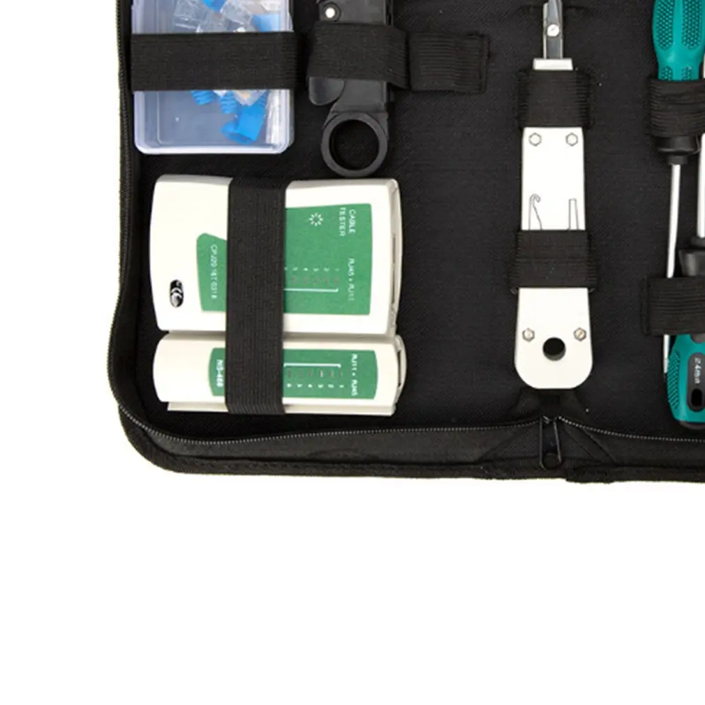 

Computer Network Repair Tool Kit LAN Cable Tester Wire Cutter Screwdriver Pliers Crimping Maintenance Tool Set Bag