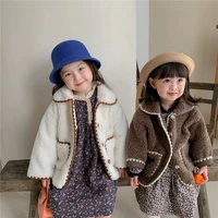 2021 autumn and winter models korean childrens clothing baby wool sweater single breasted girl korean small fragrance jacket