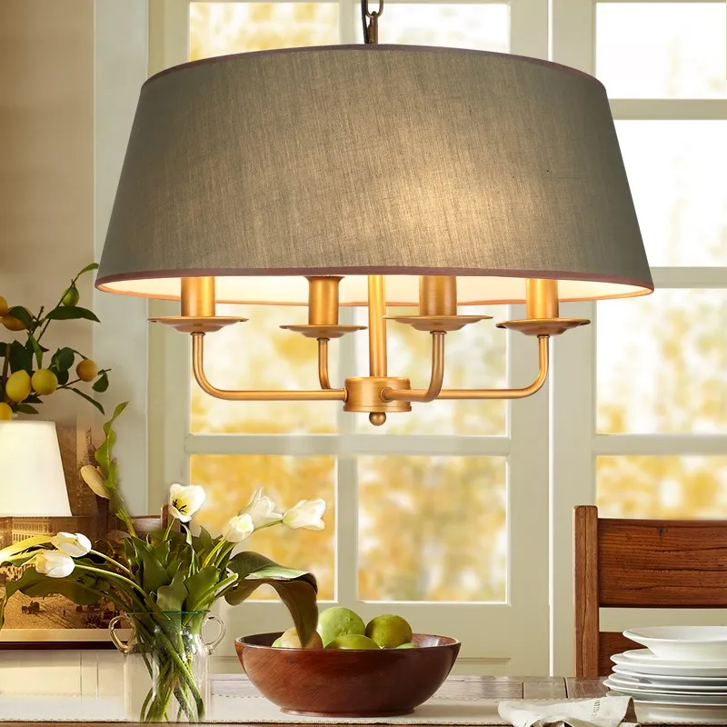 Lámpara Vintage americana E14, lámpara Led para sala de estar, decoración de boda, iluminación del hogar, pantalla de tela de hierro de cobre