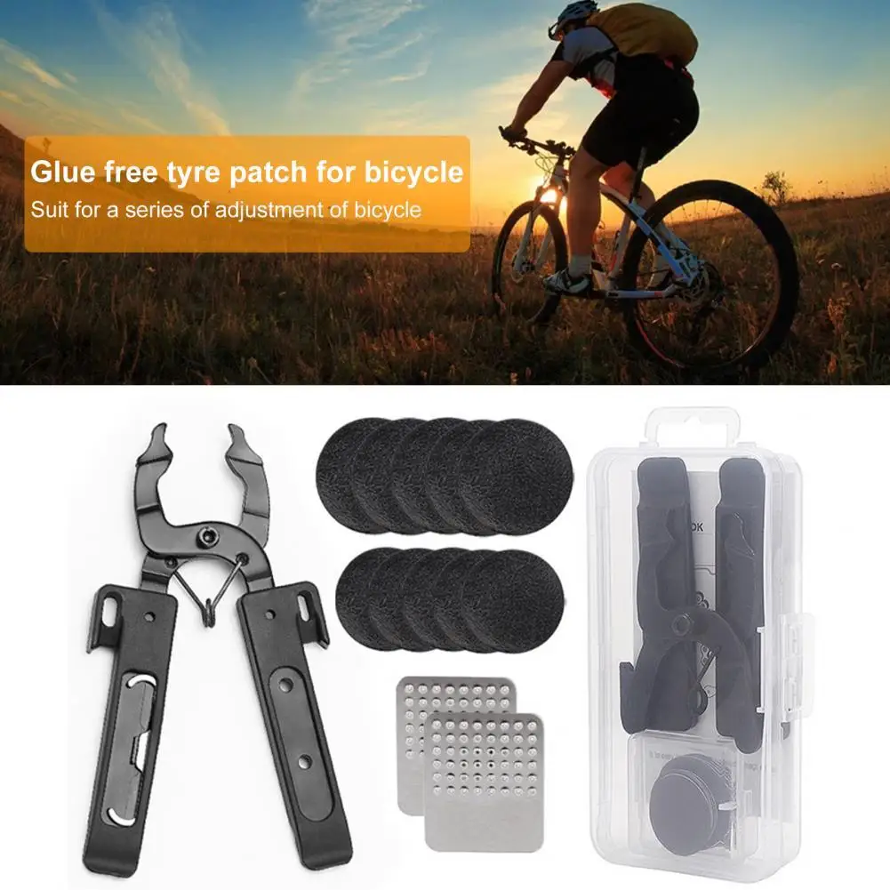 

1 Set Bicycle Tire Repair Tool Multifunctional High Strength Glue Free Bike Tire Patch Lever Caliper for Cycling
