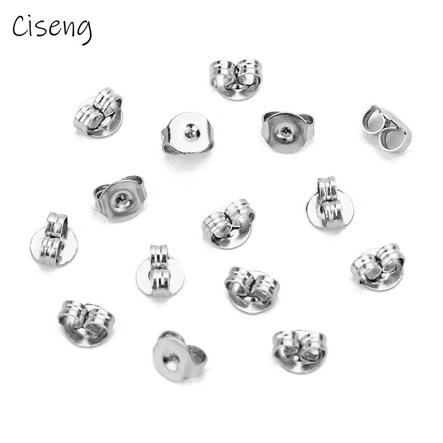 

100pcs/lot 4.5x5mm Silver Tone Stainless Steel Nut Clutch Stud Earrings Posts Backs Fittings Ear Stoppers Jewelry Making