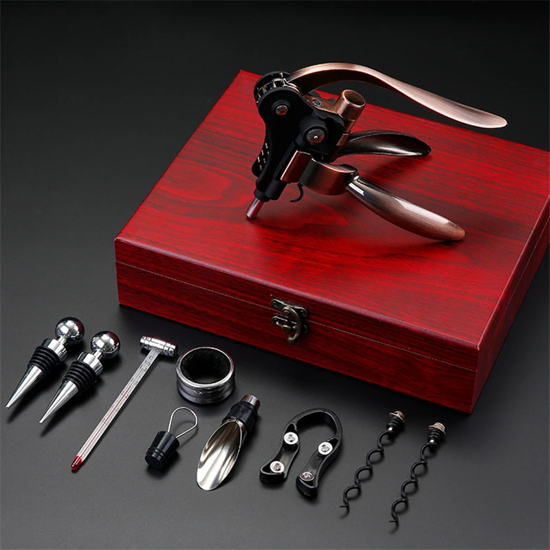 Juego de Herramientas para abridor de vino tinto en forma de conejo, Kit de abridor de botellas profesional, sacacorchos, conjunto con caja de regalo, aleaci&oacute;n de Zinc, 9 unidades-2