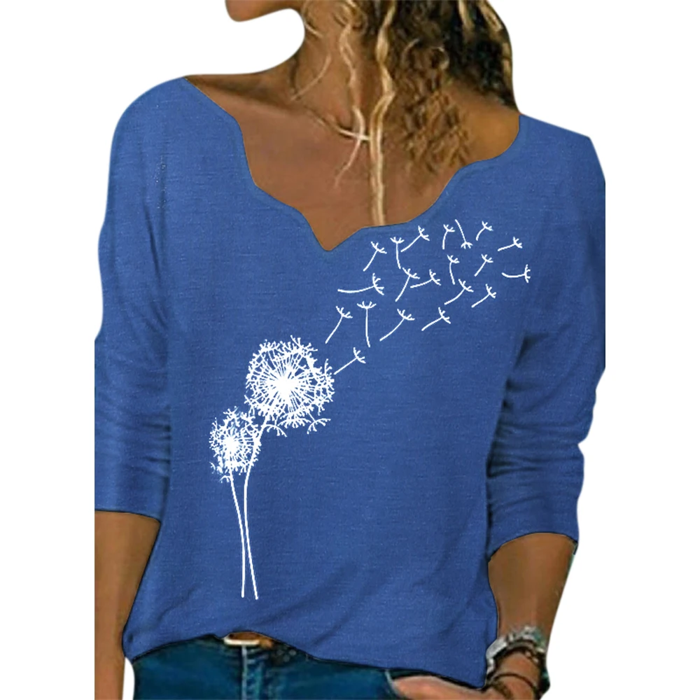 Женская одежда с цветочным принтом повседневный Свободный Топ осенняя женская