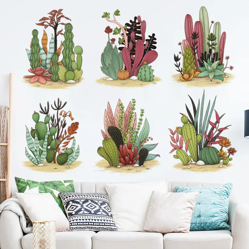 

Cactus Plant Wall Stickers for Living room Bedroom Eco-friendly Vinyl Wall Decals Art DIY Home Decor Sticker for wall