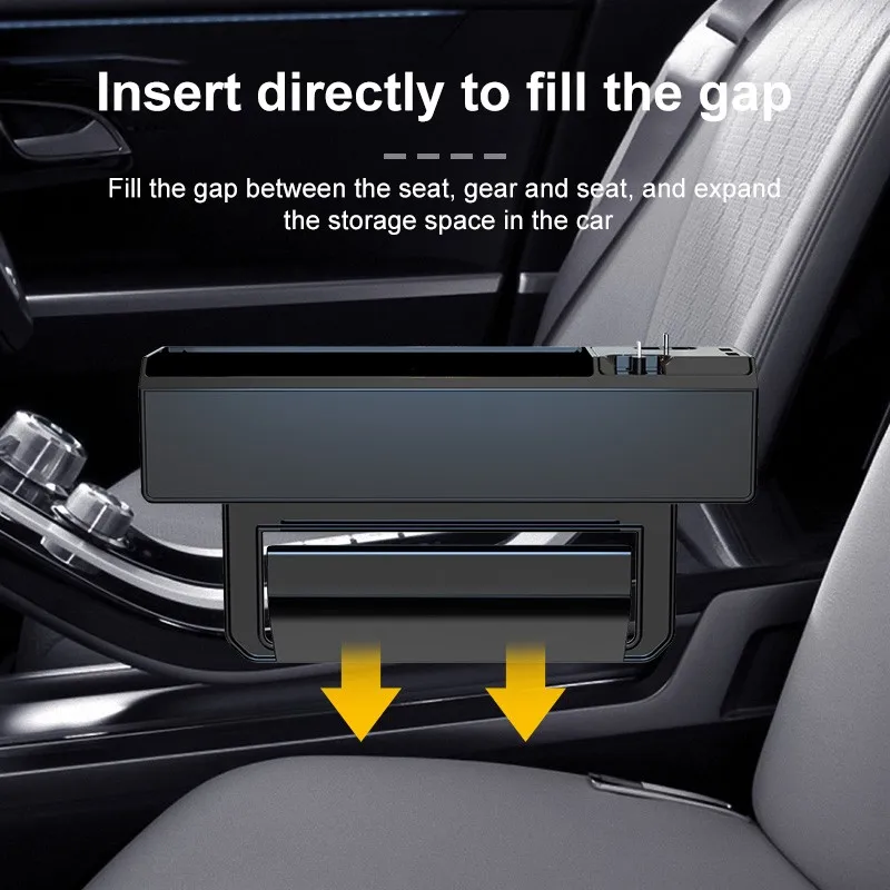Pаспродажа Автомобильный Органайзер с зарядным кабелем, автомобильный ящик для хранения с кабелем для IOS/Android/Type C, двойной USB-порт