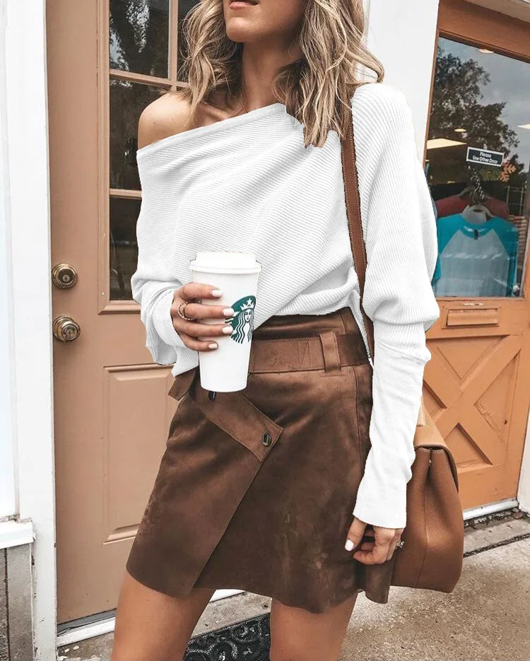 Футболка женская демисезонная с длинным рукавом и воротником лодочкой|Футболки|