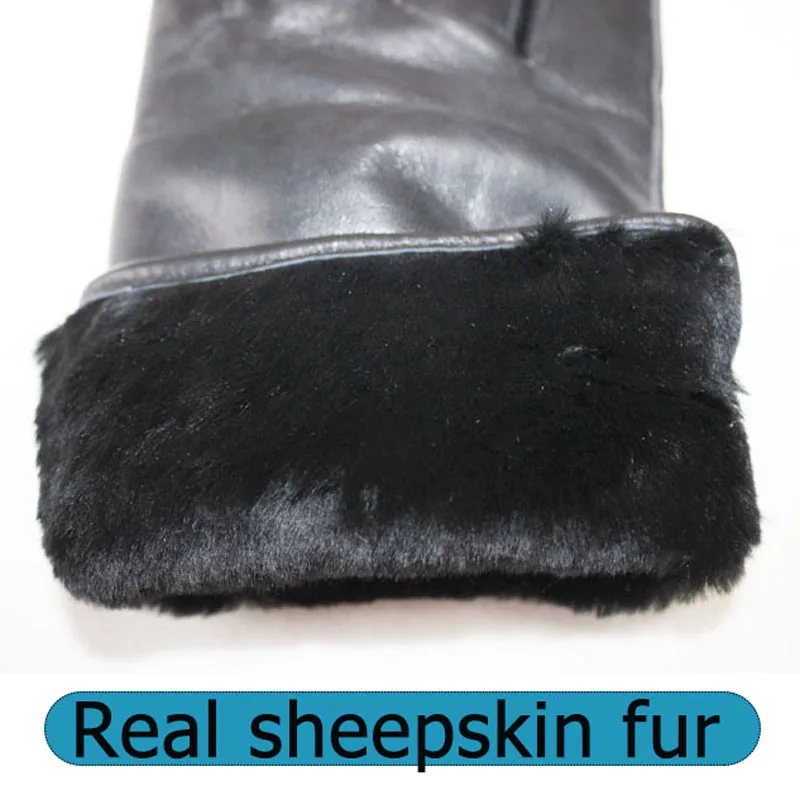 Перчатки мужские зимние из овечьей кожи толстые теплые с меховой подкладкой