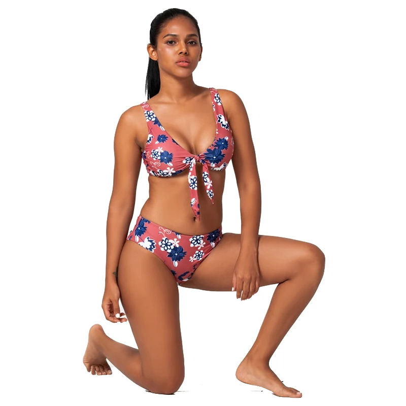 Новинка 2020 сексуальный женский купальник с цветочным принтом и бантом пуловер