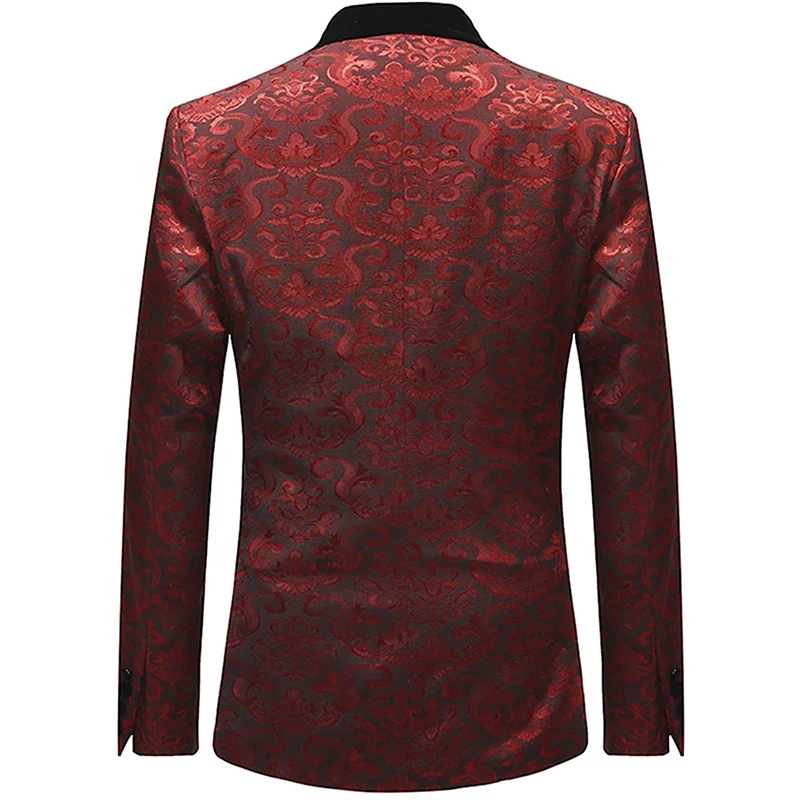 Для мужчин печати Slim Fit костюм классический официальная Вечеринка церемонии с