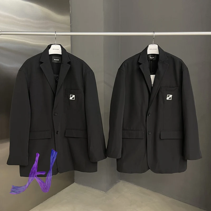 

WE11DONE Jacket Fashion Square Rubber Brand Suit Women High Quality Welldone Suit Jacket Men Clothing
