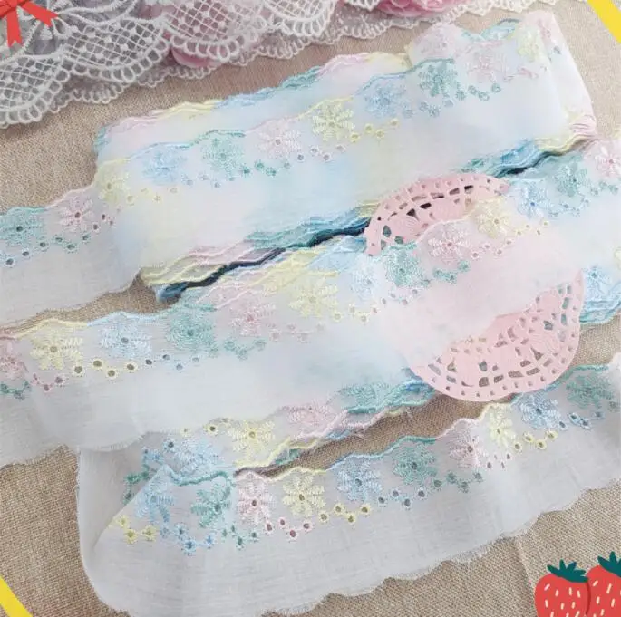 2 м супер красивая ткань полиэстер хлопок красочные вышитые кружева DIY материалы