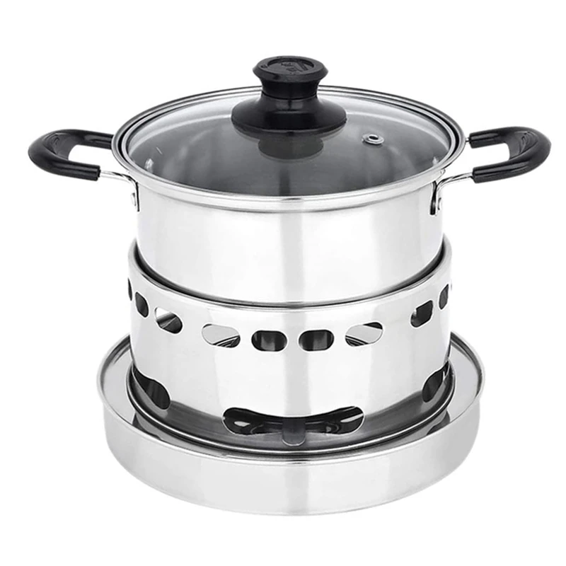 

Походный чайник, туристическая плита, портативный набор для приготовления пищи на открытом воздухе, рюкзак для горения из нержавеющей стал...