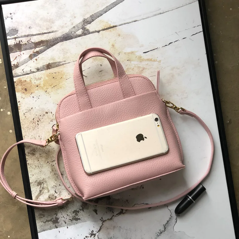 Simple texture shell bag with cowhide single shouldersoft leather handbag | Багаж и сумки