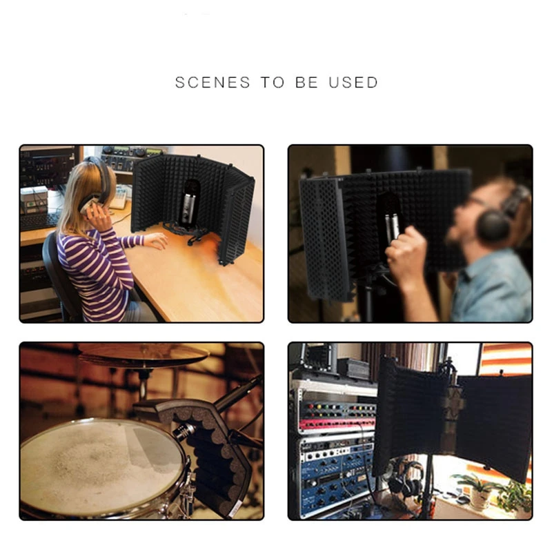 Акустическая складной 5 Панель микрофон изоляции щит Запись звукопоглотитель