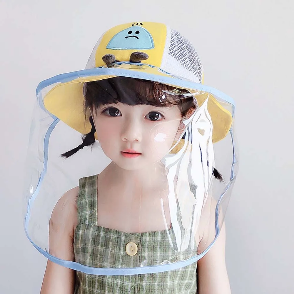 

Cute Children Fisherman Hat Cartoon Cap Anti-foam Baby Hats Spring Autumn Kids Protective Face Cover Hats Detachable