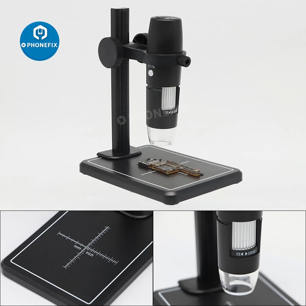 usb wireless digital microscope 1000x 8 led light electronic microscope endoscope zoom camera magnifier lift stand phone repair free global shipping