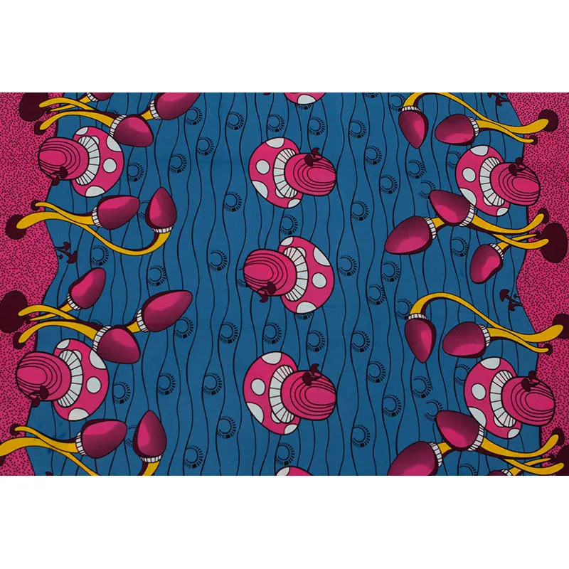 100% хлопок 2019 модный Африканский розовый принт с грибами восковая ткань настоящий