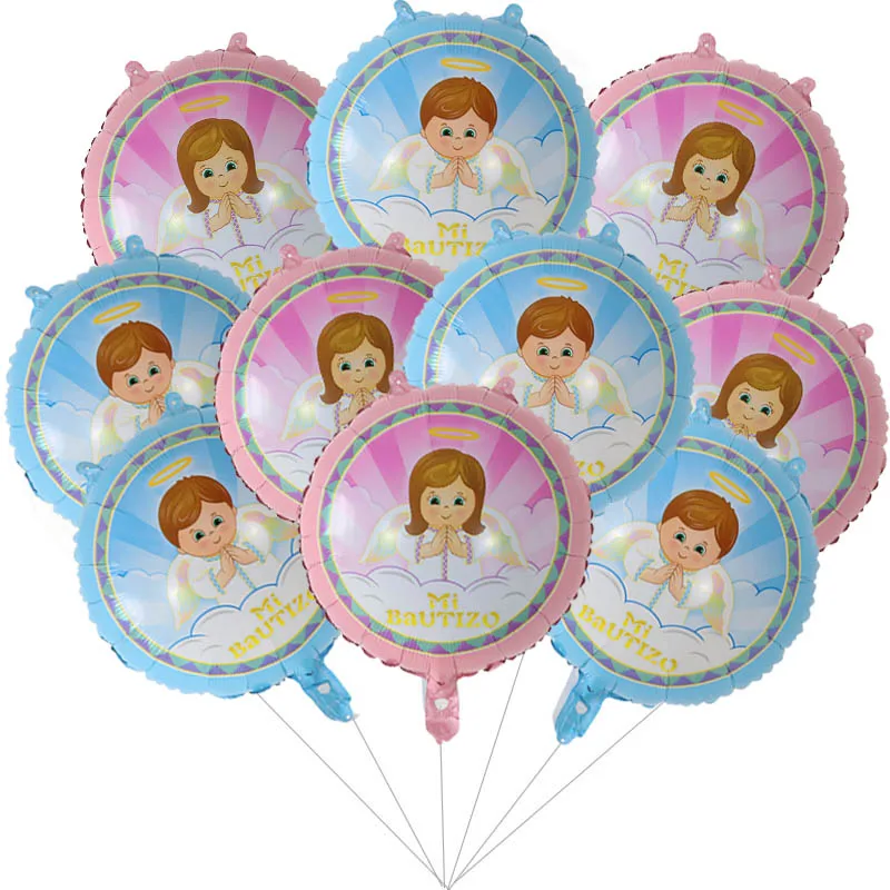 

50pcs 18inch Round Spanish Christening Foil Helium Balloons Baby Shower West Baptism Theme Party Decoration Air Globos Kids Toys