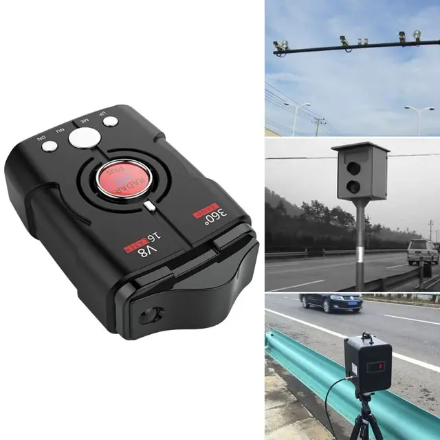 Détecteur de radar de voiture 360 degrés 16 bande LED Affichage Anti Police  Radar Détecteur Vitesse Alerte vocale Avertissement Russie / version  anglaise